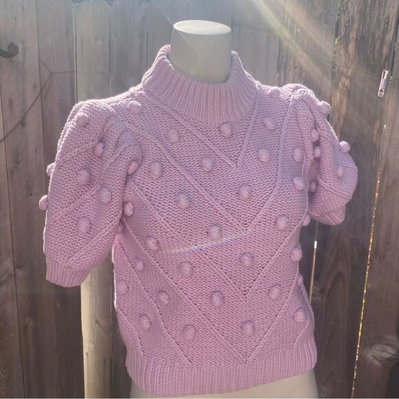 English Factory POM POM PUFF SLEEVE SWEATER size XS color lilac - Picture 11 of 14